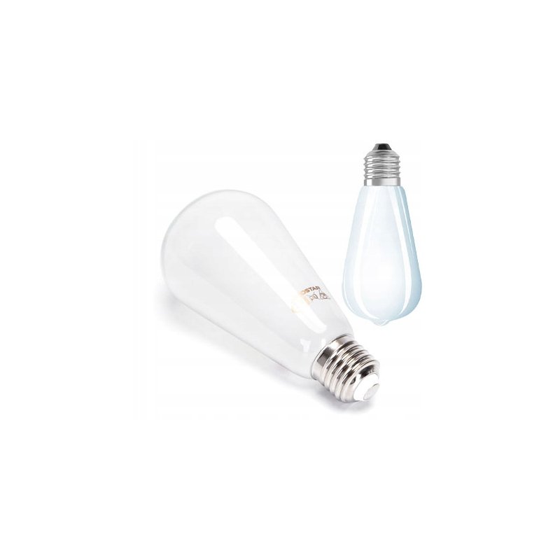 Żarówka E27 ST64 LED 12W Filament biała zimna SZKLANA MLECZNA