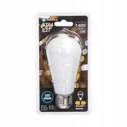 Żarówka E27 ST64 LED 12W Filament biała zimna SZKLANA MLECZNA