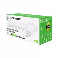 6x Żarówka LED GU10 2W Barwa NEUTRAL Premium Energooszczędne Zestaw LEDOWY