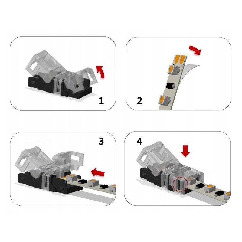 Złączka SZYBKA do taśm LED MONO 8mm IP65 ŁĄCZNIK prosty taśma-taśma