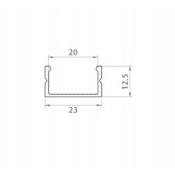 Profil Aluminiowy anodowany do taśm LED SZEROKI 23mm P13-2 klosz MLECZNY 2m