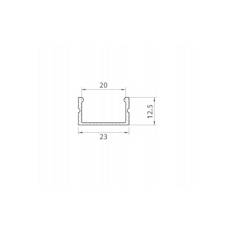 Profil Aluminiowy anodowany do taśm LED SZEROKI 23mm P13-2 klosz MLECZNY 2m