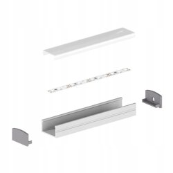 Profil Aluminiowy anodowany do taśm LED SZEROKI 23mm P13-2 klosz MLECZNY 2m