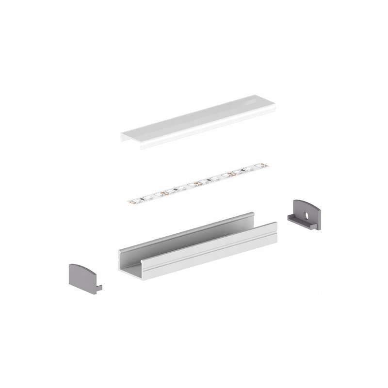 Profil Aluminiowy anodowany do taśm LED SZEROKI 23mm P13-2 klosz MLECZNY 2m