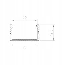 Profil Aluminiowy anodowany do taśm LED SZEROKI 23mm P13-2 klosz MLECZNY 2m