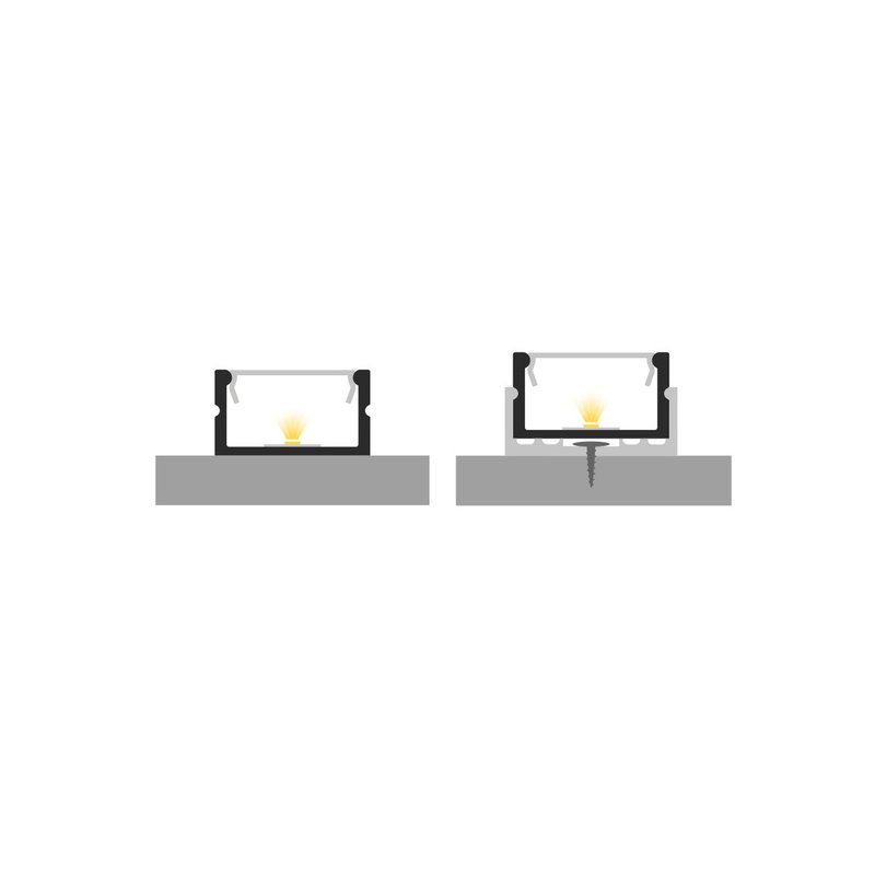 Profil Aluminiowy anodowany do taśm LED SZEROKI 23mm P13-2 klosz MLECZNY 2m