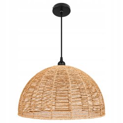 Lampa sufitowa wisząca ZWIS klosz pleciony BOHO jasne drewno na E27 125 cm