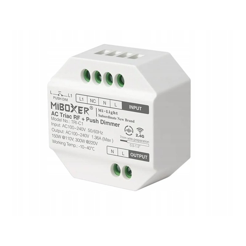 Ściemniacz kontroler MONO 100-240V AC 1.36A TRI-C1 Mi-Light + Push Dimmer