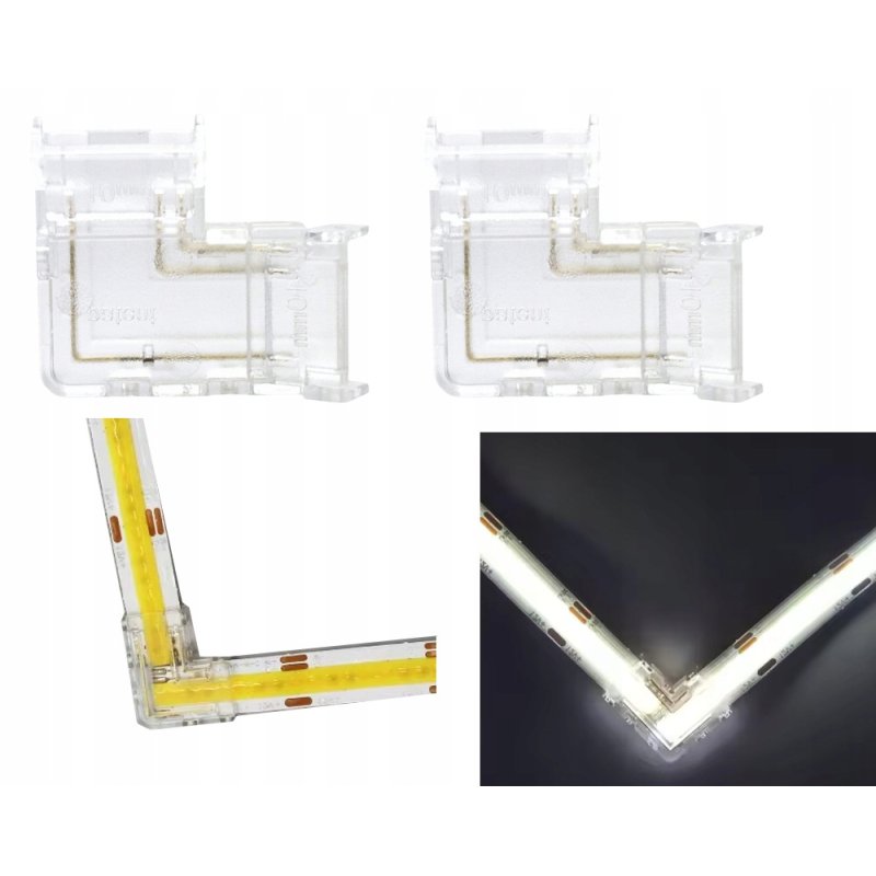 2x Złączka LED MONO CCT COB DIGITAL taśm cyfrowych 3PIN 10mm łącznik kątowy