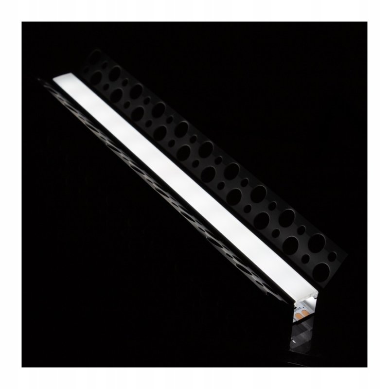 Zestaw PROFIL ALU NAROŻNY 12mm LED PŁYT GK GIPSOWYCH karton-gips KLOSZ 2m