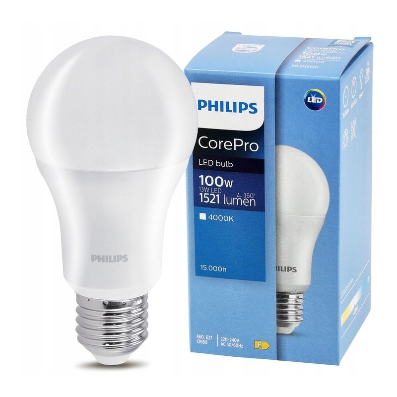 ŻARÓWKA LED Philips CorePro Mocna A60 E27 13W 100W 4000K