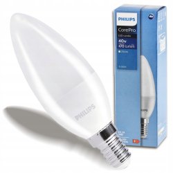 Żarówka LED E14 PHILIPS 5W 40W 470lm Barwa 2700K Świeczka Corepro Premium