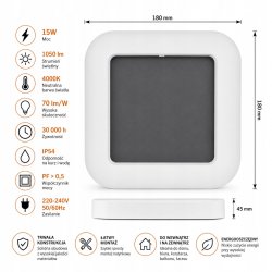 Plafon LED lampa sufitowa ścienna 15W NW IP65 zewnętrzna kwadrat