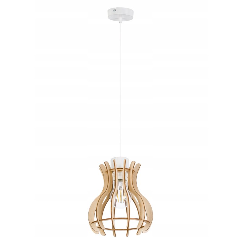 LAMPA sufitowa wisząca zwis Loft Drewno 1x E27