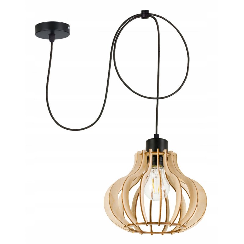 LAMPA sufitowa wisząca ZWIS Loft E27 PAJĄK Drewno