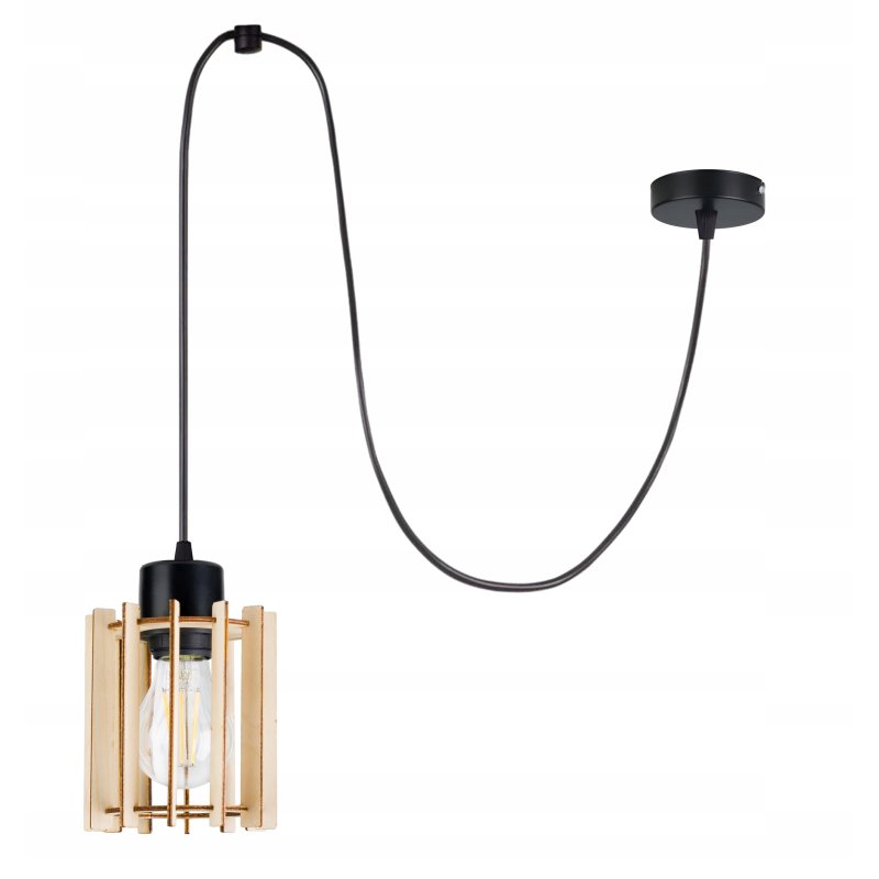 LAMPA sufitowa wisząca ZWIS Loft E27 PAJĄK Drewno