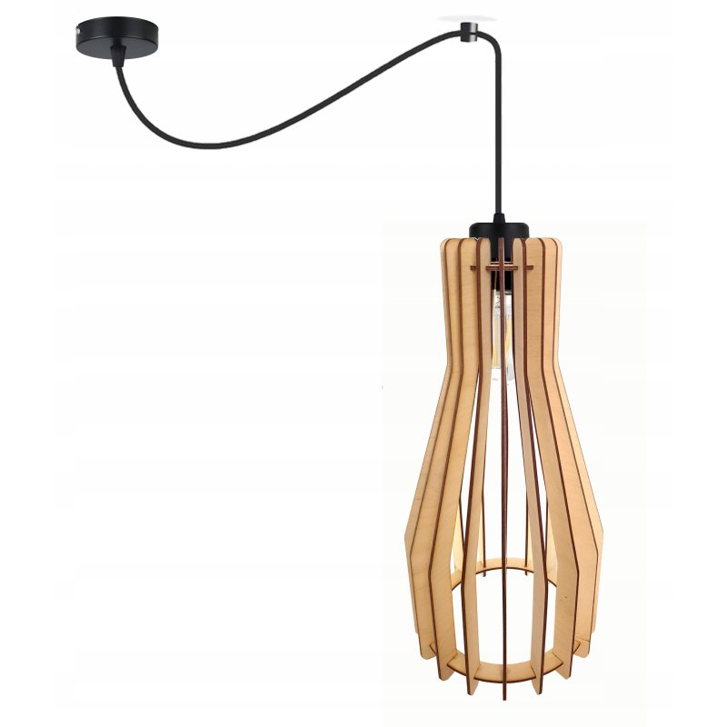 LAMPA sufitowa wisząca ZWIS Loft E27 PAJĄK Drewno