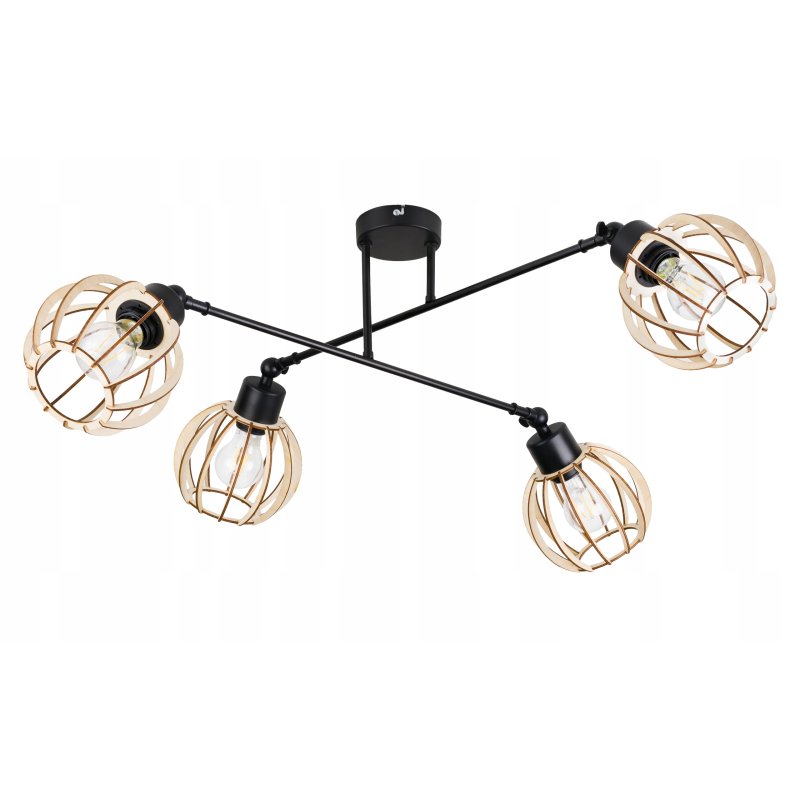 LAMPA sufitowa żyrandol regulowany LOFT drewno 4