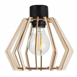 Lampa SUFITOWA żyrandol WISZĄCA LOFT drewno na E27
