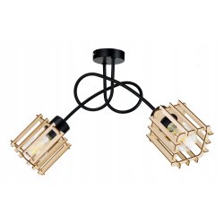 Lampa SUFITOWA żyrandol WISZĄCA LOFT drewno na E27