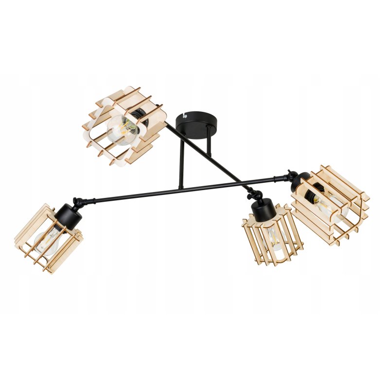 LAMPA sufitowa żyrandol regulowany LOFT drewno 4