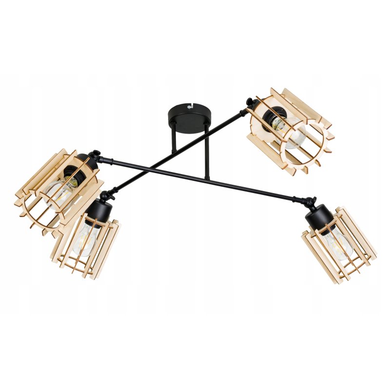 LAMPA sufitowa żyrandol regulowany LOFT drewno 4