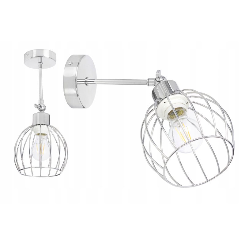 LAMPA KINKIET ścienny ruch loft drut na E27 chrom