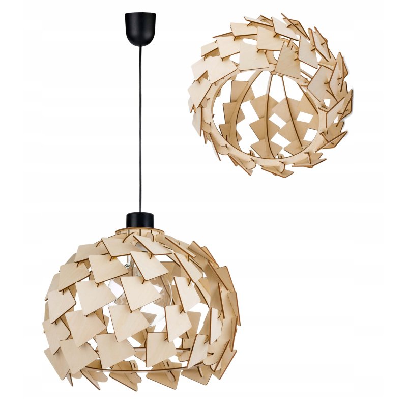 LAMPA sufitowa wisząca zwis Loft Drewno na 1x E27