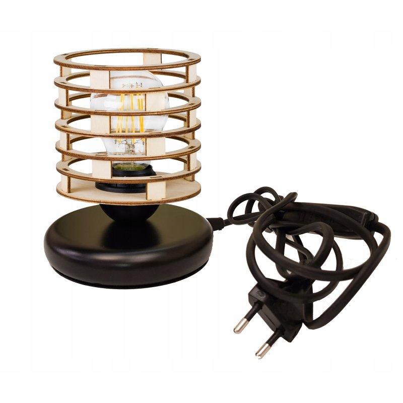 Lampka nocna Lampa stołowa loft na led E27 Drewno
