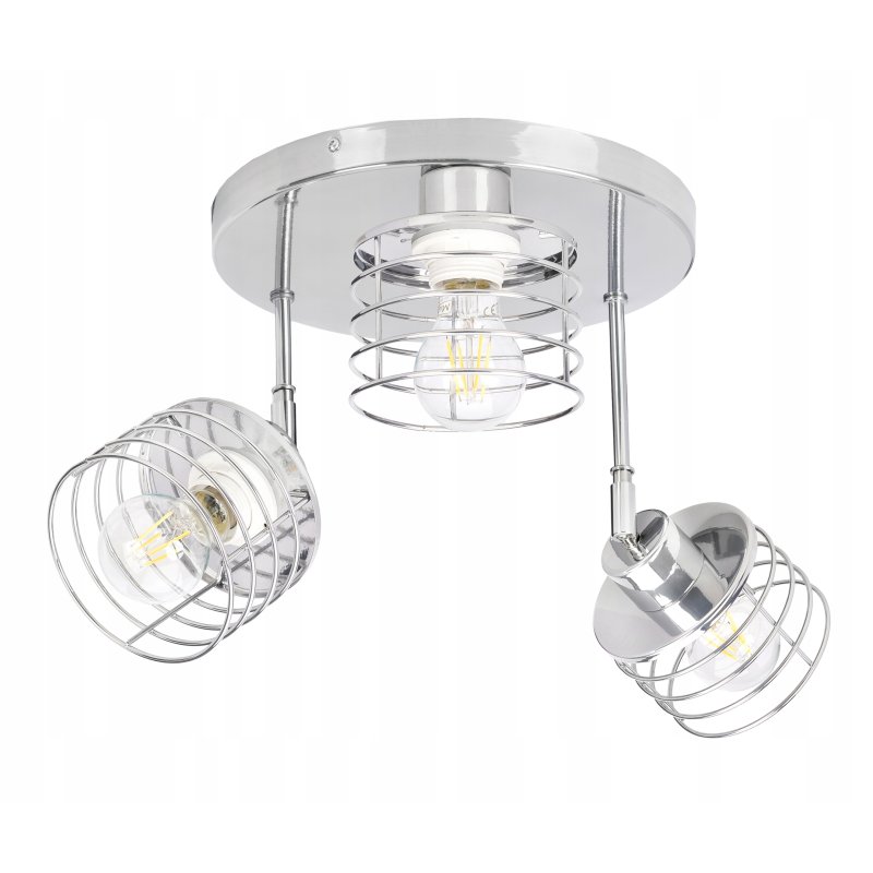 LAMPA plafon żyrandol ruch loft drut 3x E27 chrom