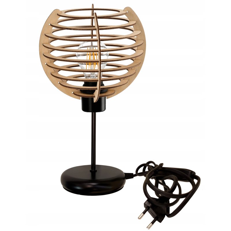 Lampka nocna Lampa stołowa loft na led E27 Drewno