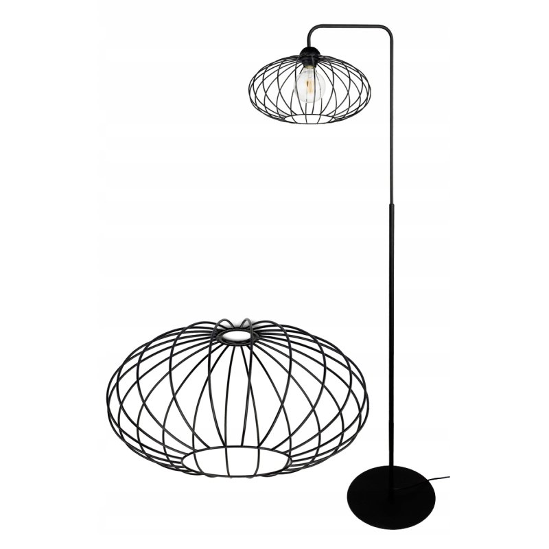 Lampa stojąca podłogowa loft na led E27 stała gięta z kloszem drut 150cm