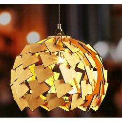 LAMPA sufitowa wisząca zwis Loft biały klosz Drewno XL na 1x E27