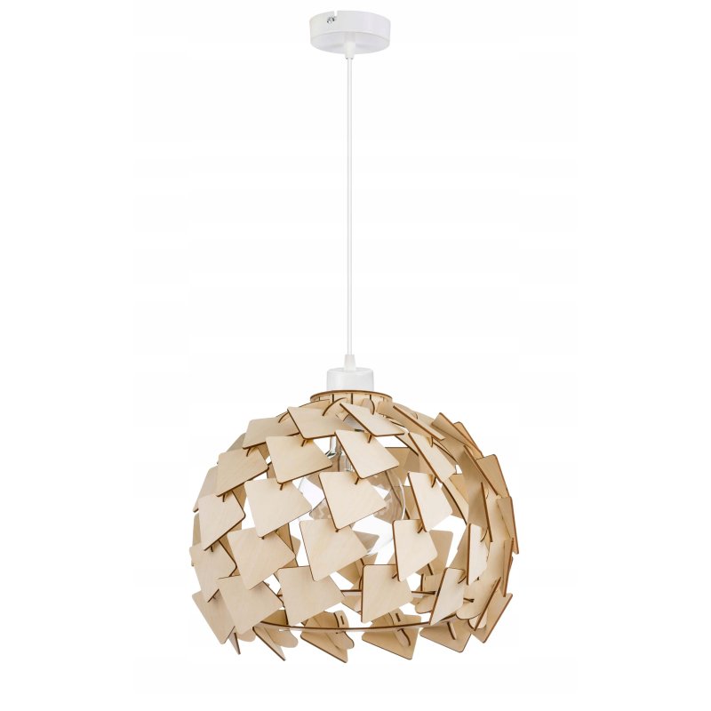 LAMPA sufitowa wisząca zwis Loft biały klosz Drewno XL na 1x E27