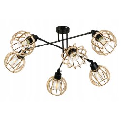 LAMPA sufitowa żyrandol regulowany LOFT drewno 6