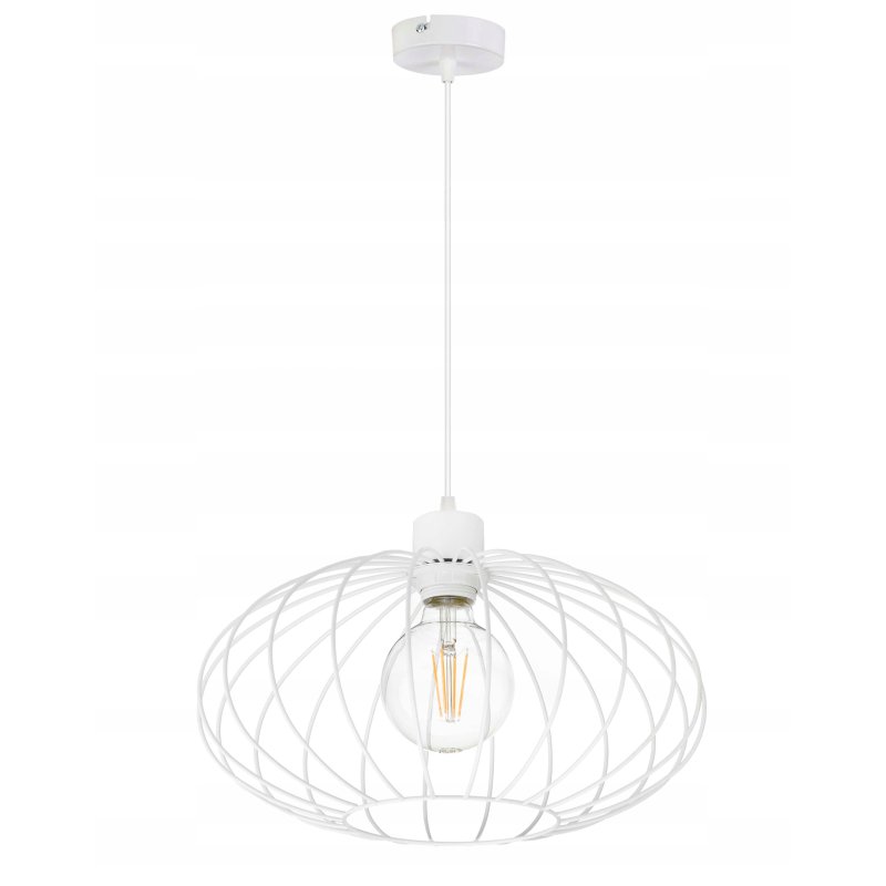 Lampa wisząca zwis żyrandol sufit loft drut biały Elipsa 35cm na E27