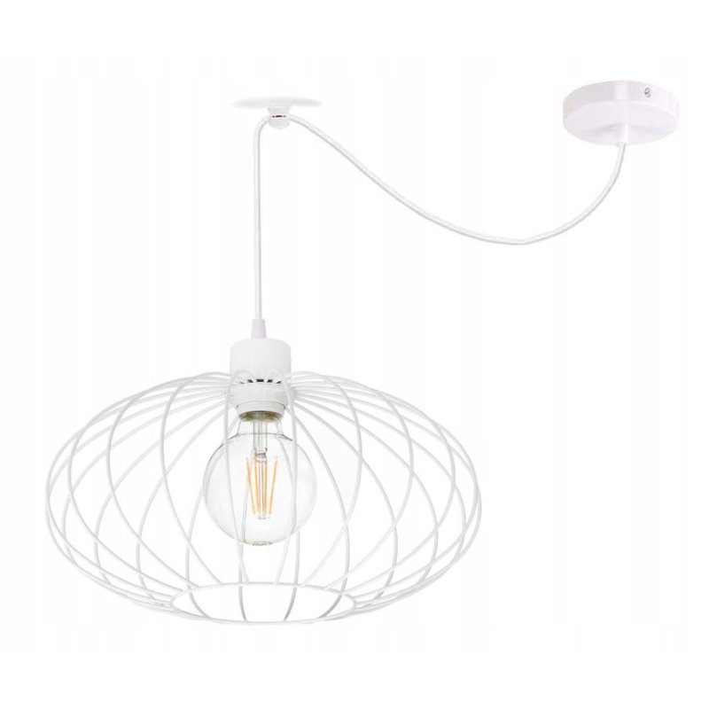 LAMPA sufitowa wisząca ZWIS Loft na E27 PAJĄK biały elipsa XL 35cm