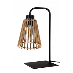 Lampka nocna biurkowa Lampa stołowa loft KLOSZ DREWNO z włącznikiem led E27