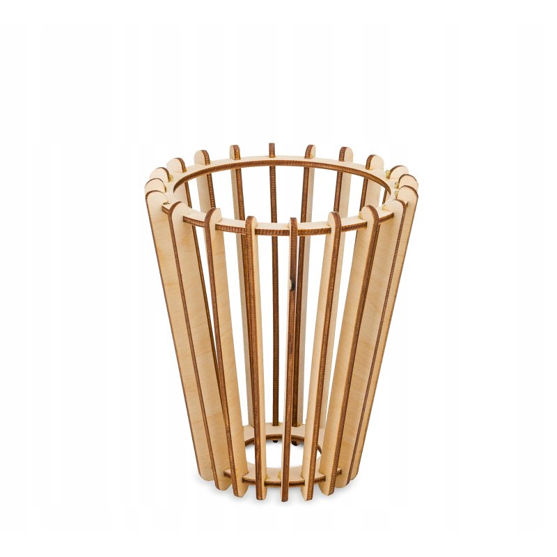 Lampka nocna biurkowa Lampa stołowa loft KLOSZ DREWNO z włącznikiem led E27
