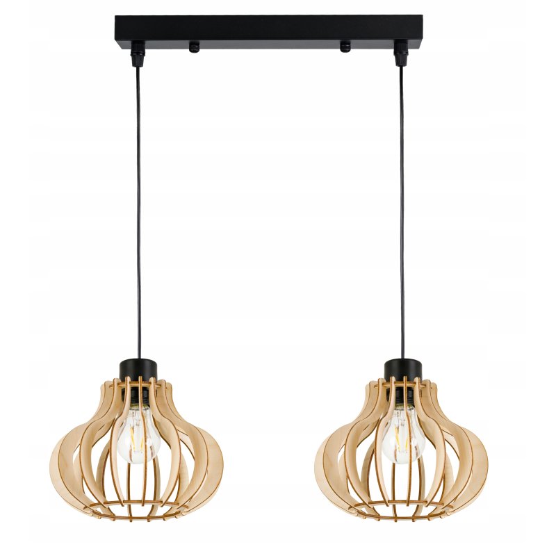 LAMPA sufitowa wisząca zwis Loft Drewno na 2x E27