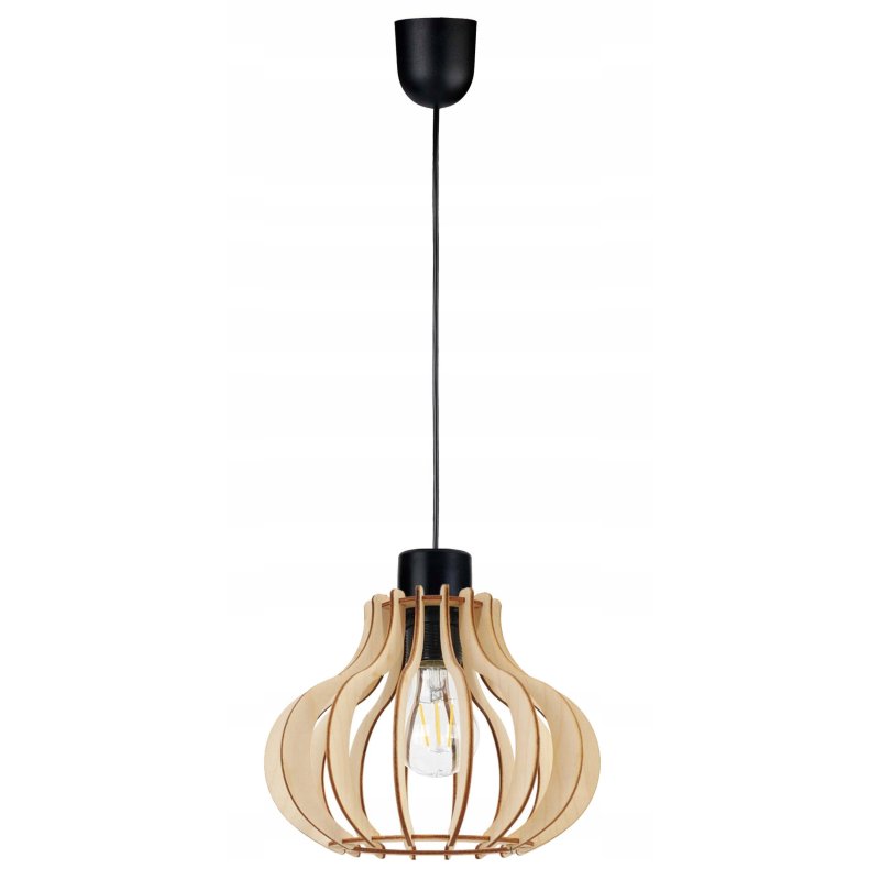 LAMPA sufitowa wisząca zwis Loft Drewno na 1x E27