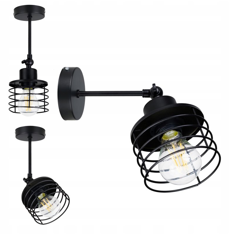 LAMPA KINKIET ŚCIENNY ruchomy loft drut SPRĘŻYNA 1