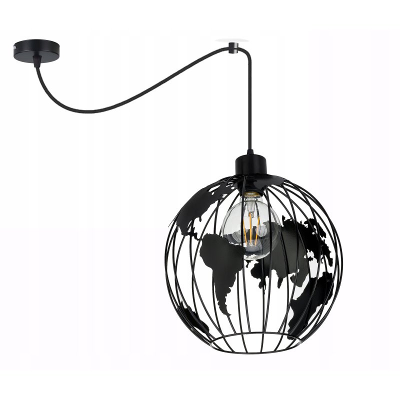 LAMPA WISZĄCA PAJĄK CZARNA ZWIS ŻYRANDOL LOFT KLOSZ DRUT GLOBUS NA 1X E27