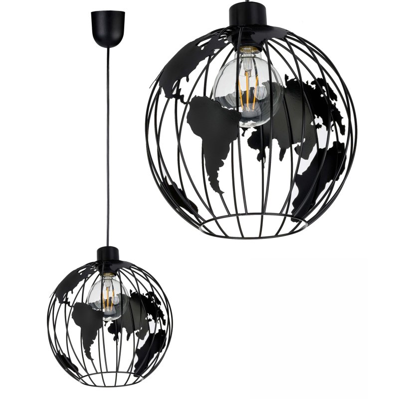 LAMPA WISZĄCA CZARNA ZWIS ŻYRANDOL LOFT KLOSZ DRUT GLOBUS 30CM NA 1X E27