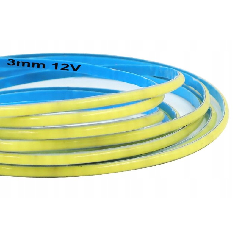Taśma LED 12V COB WĄSKA 3mm 384diod/m 7W/m neon linia biały neutralny 1mb