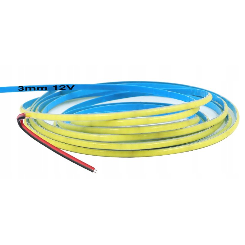 Taśma LED 12V COB WĄSKA 3mm 384diod/m 7W/m neon linia biały neutralny 5mb