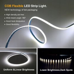 Taśma LED 12V COB WĄSKA 3mm 384diod/m 7W/m neon linia biały neutralny 5mb