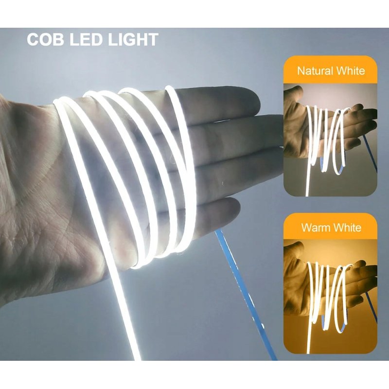 Taśma LED 12V COB WĄSKA 3mm 384diod/m 7W/m neon linia biały neutralny 5mb
