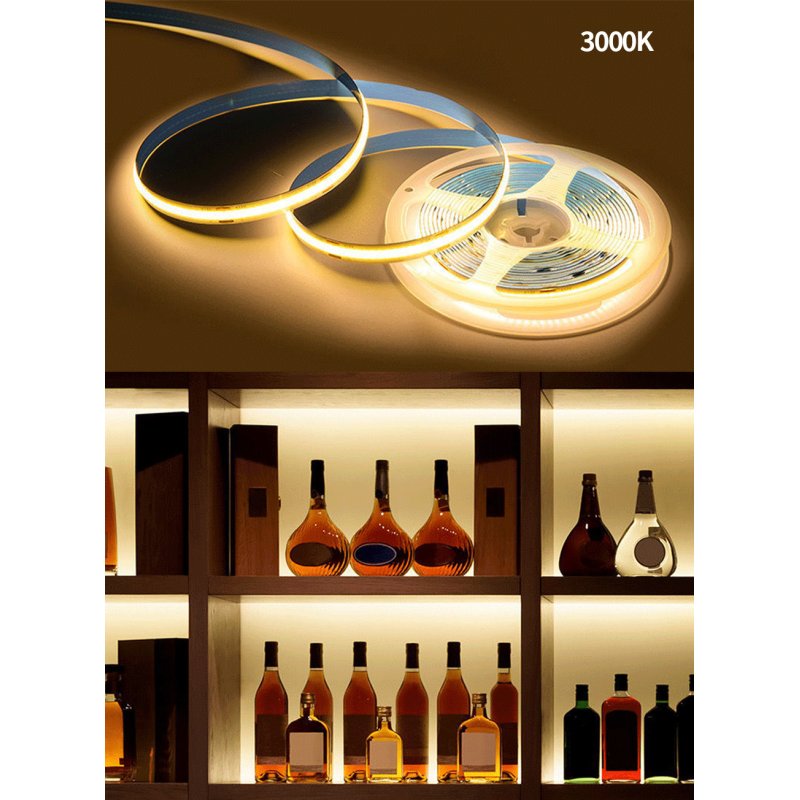 Taśma LED COB 24V 12W 8mm 528 d/mb Neon CIEPŁY 1m z 30m cięta co 1mm