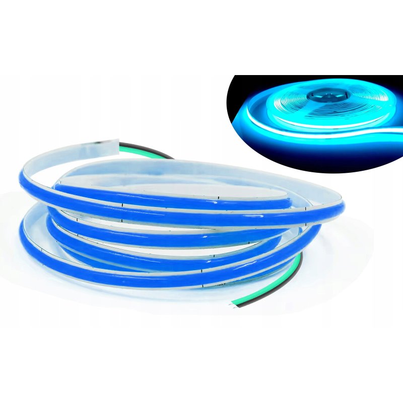 Taśma LED COB WĄSKA 5mm 12V 384diod/m neon linia ŚWIATŁA kolor NIEBIESKI 1m